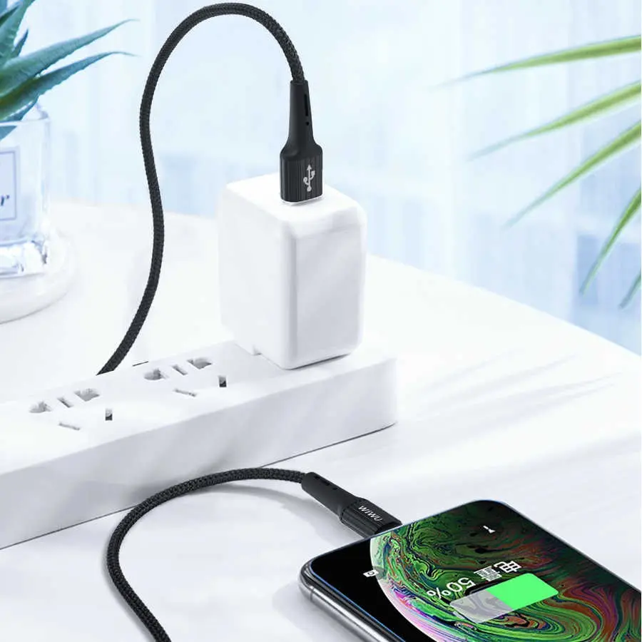 Wiwu G30 Gear Lightning Şarj ve Data Kablosu, 1.2 m Naylon Örgülü
