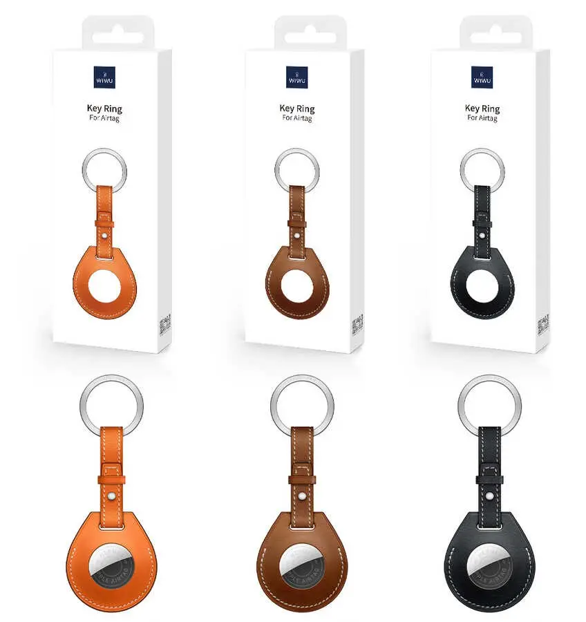 Wiwu Key Ring AirTag Anahtarlık, Deri Kaplamalı
