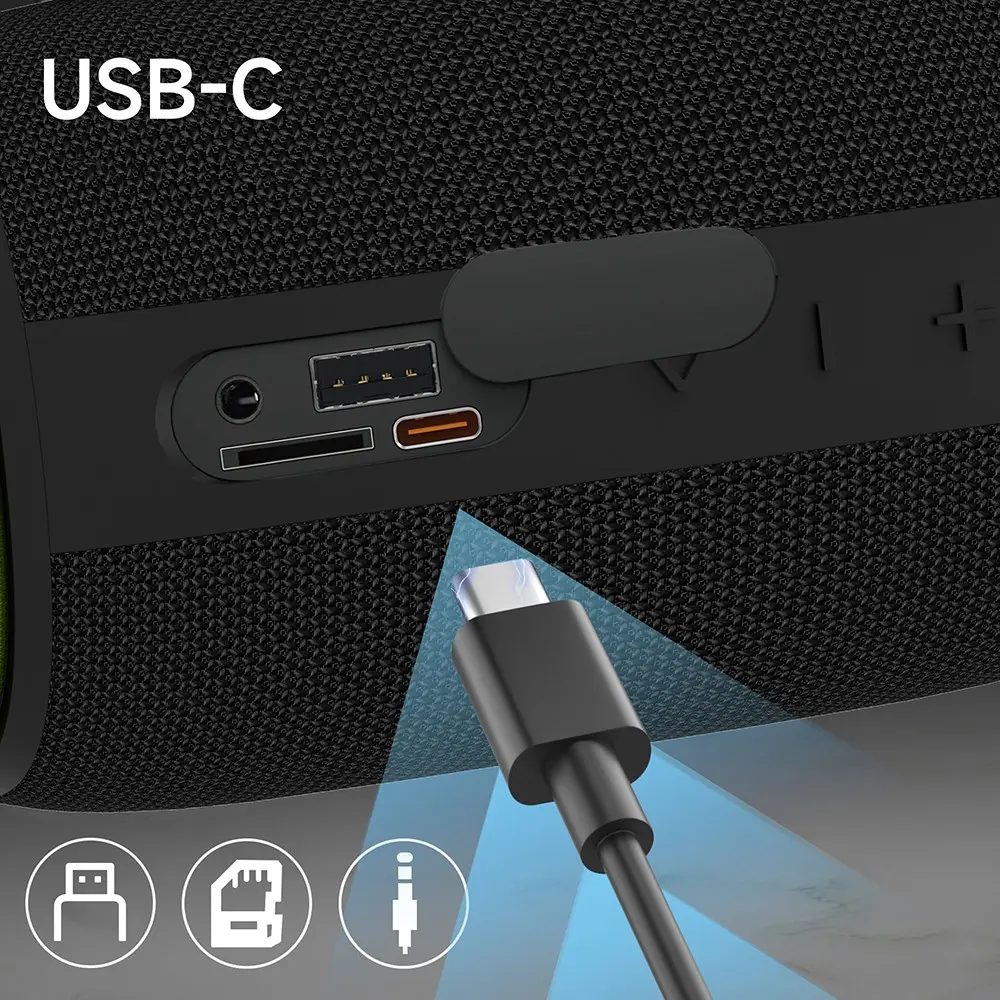 Wiwu H5 Bluetooth Hoparlör, IPX6 Su Geçirmez ve RGB Işıklı
