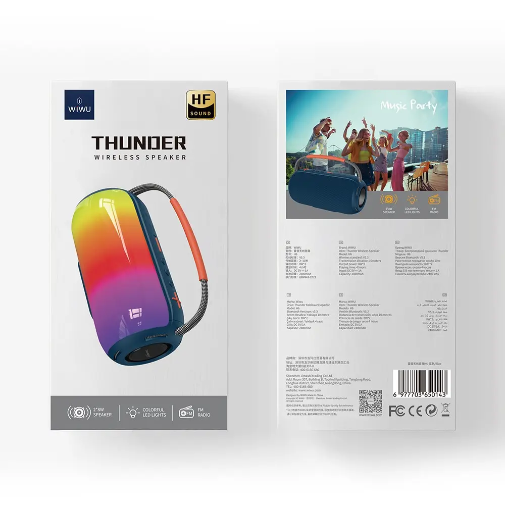 Wiwu H6 RGB Işıklı Askılı Bluetooth Hoparlör, 16W ve TWS