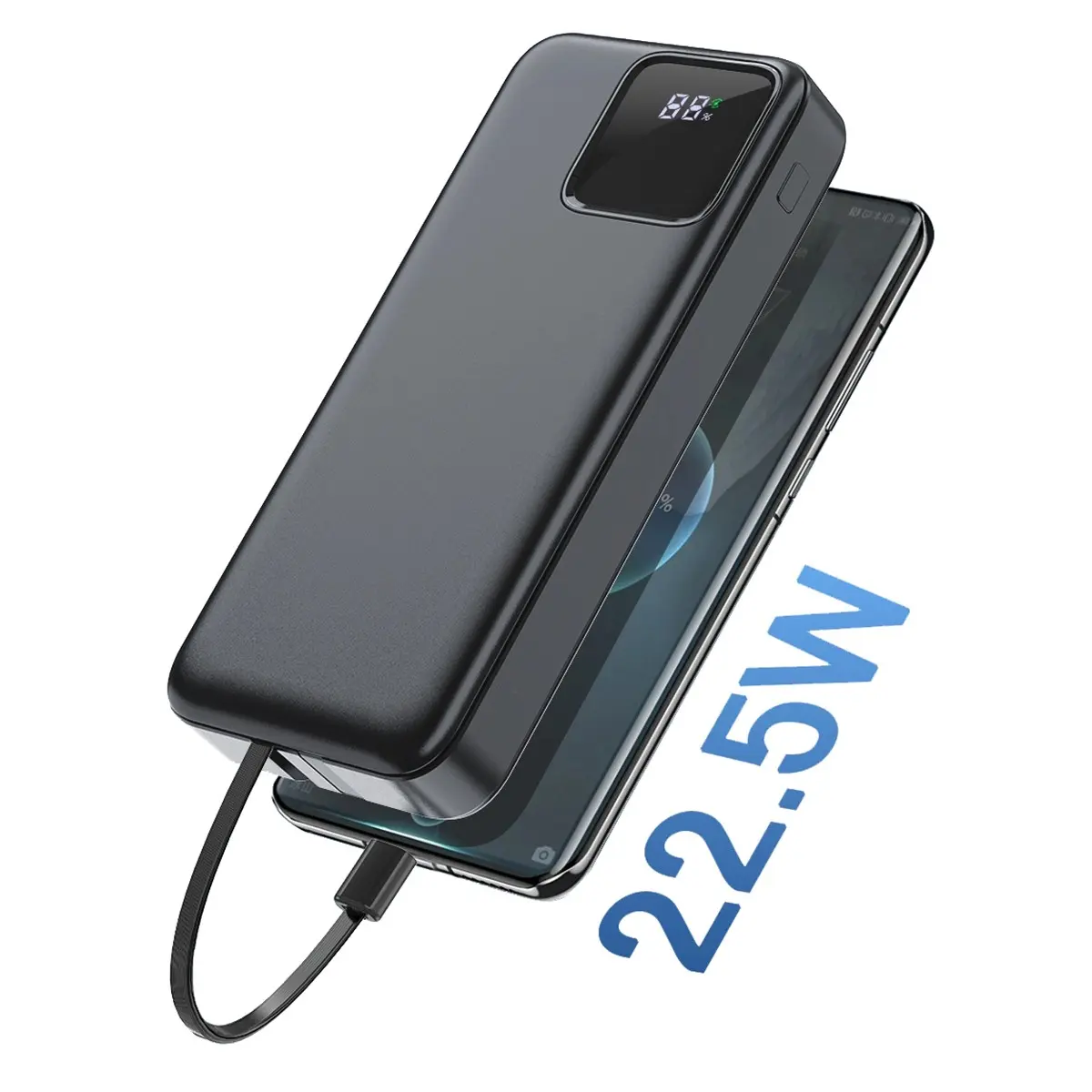 Wiwu JC-22 20000mAh 22.5W Powerbank, Type-C ve Lightning Kablolu