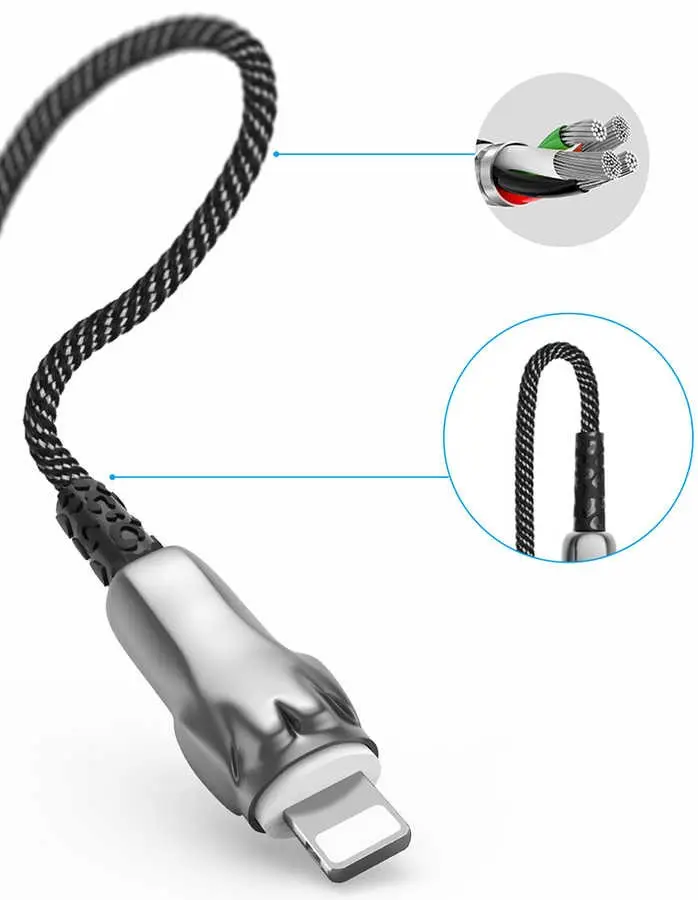Wiwu Leopard Charging Synic Lightning Kablo, 1 m, 2.4A