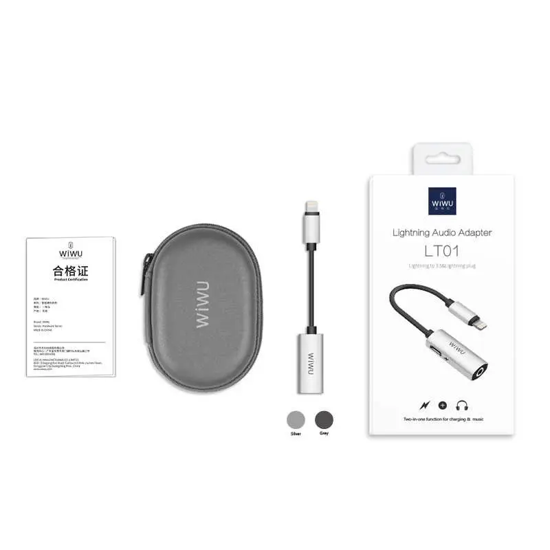 Wiwu LT01 Lightning Şarj ve Ses Adaptörü, 3.5 mm Kulaklık Girişli