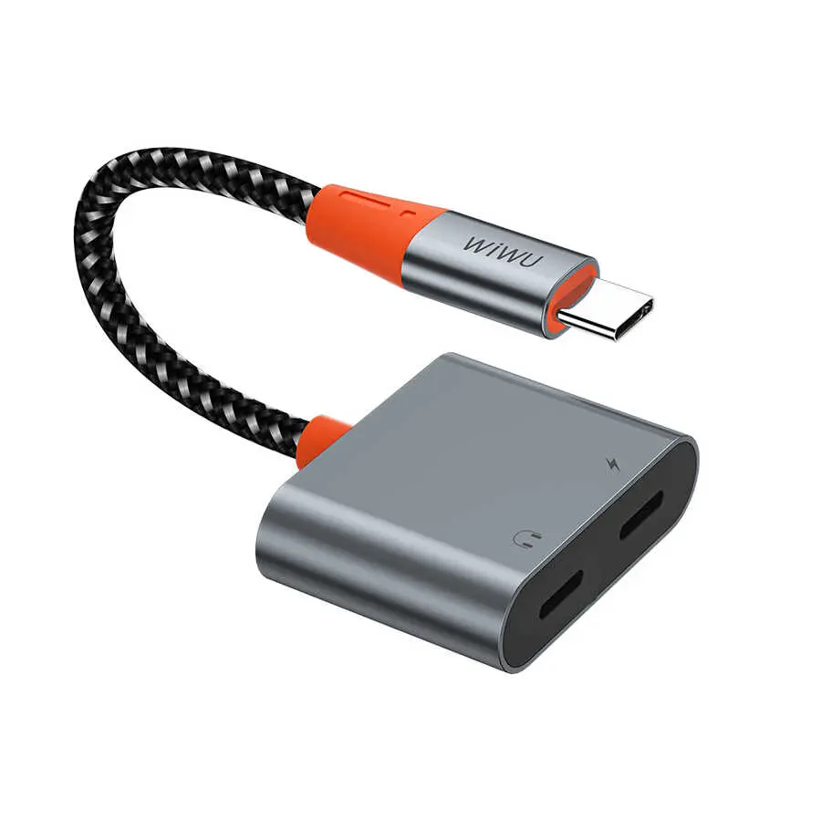 Wiwu LT11 Type-C Şarj ve Kulaklık Dönüştürücü Adaptör, 2 Type-C Çıkışlı