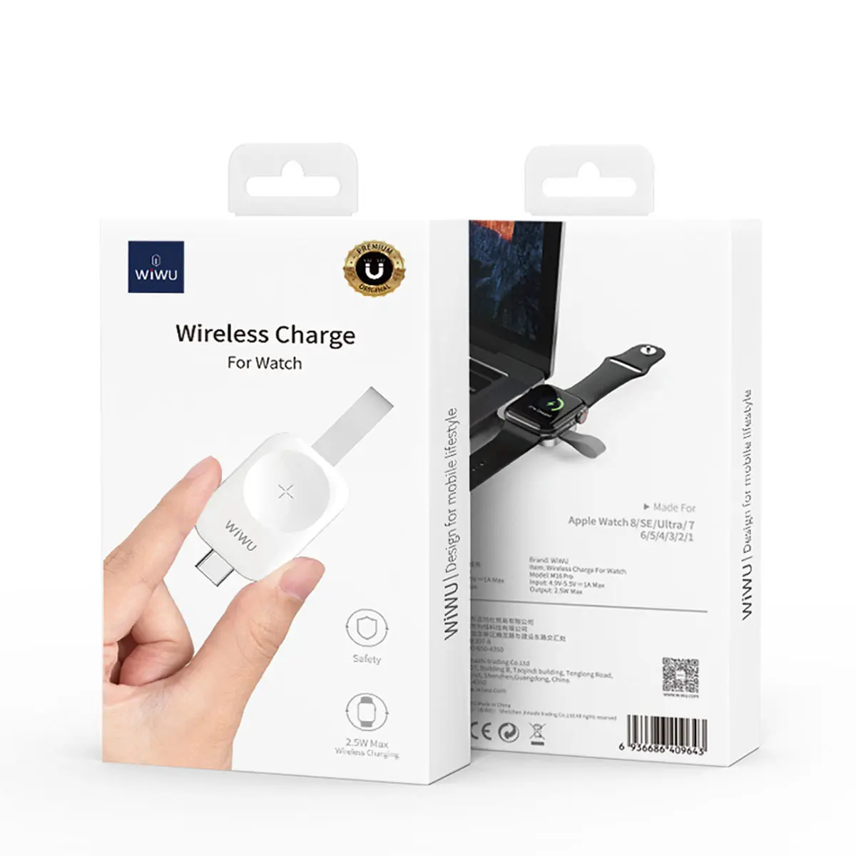 Wiwu M16 Pro Manyetik Kablosuz Akıllı Saat Şarj Aleti, 2.5W