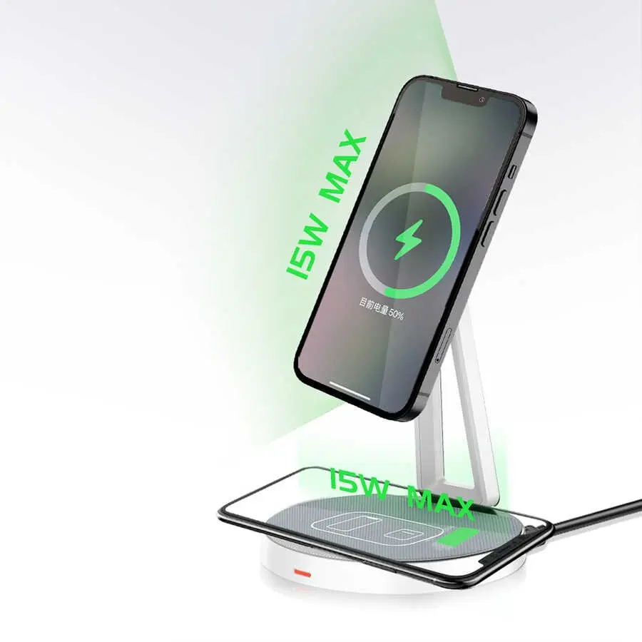 Wiwu M13 2'si 1 Arada Standlı Kablosuz Şarj İstasyonu, 15W