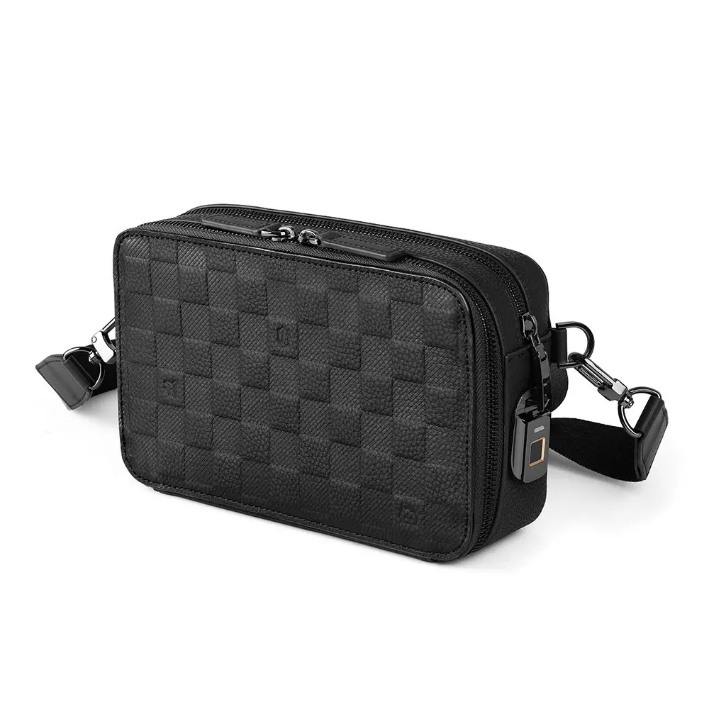 Wiwu Master Genuie Leather Parmak İzi Kilitli Deri Çapraz Vücut Çantası
