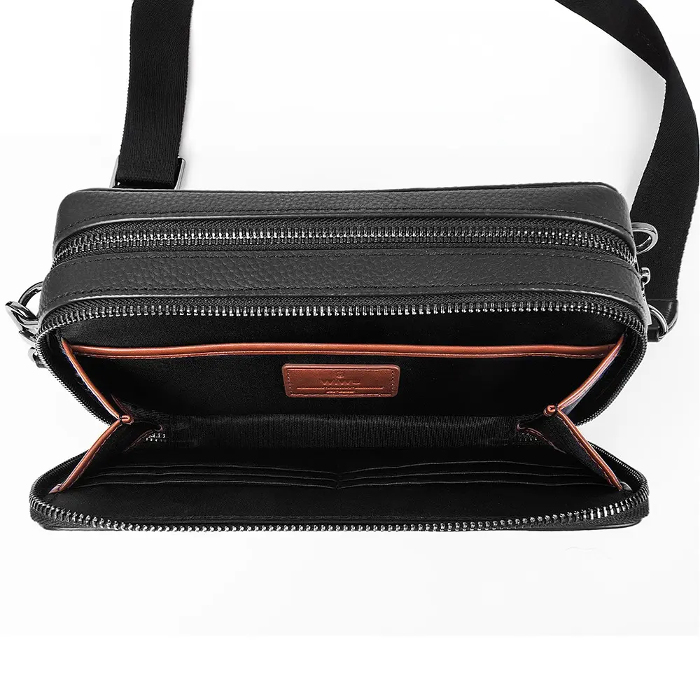 Wiwu Master Genuie Leather Parmak İzi Kilitli Deri Çapraz Vücut Çantası