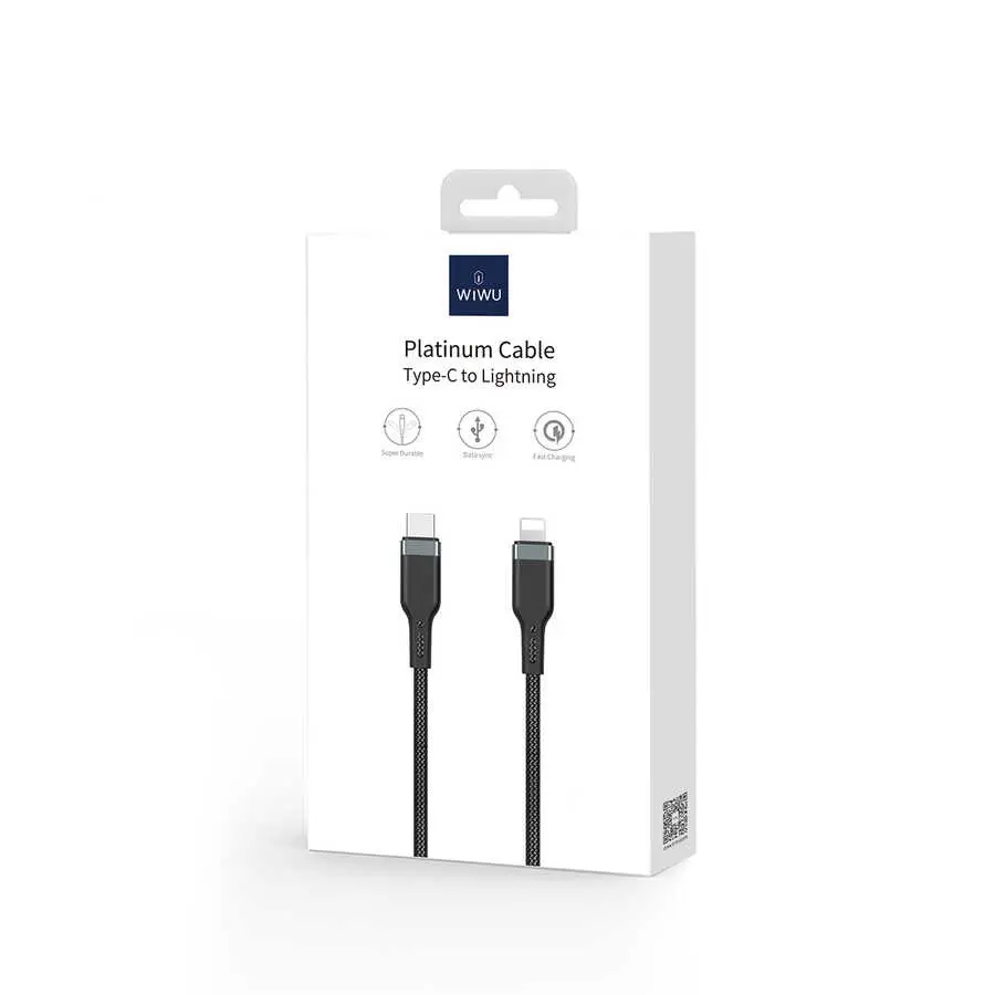 Wiwu Platinum PT04 PD to Lightning Şarj ve Data Kablosu, 0.3 m