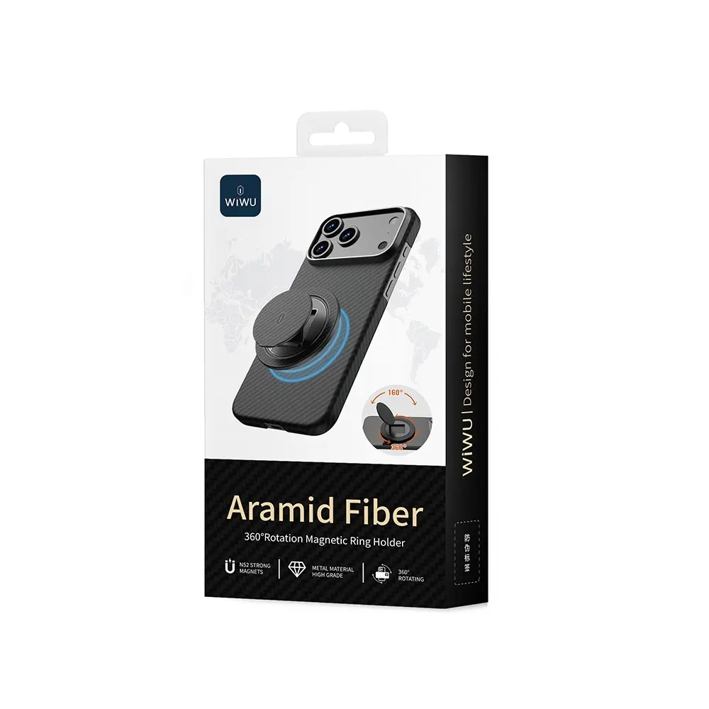 Wiwu Warriors Aramid Fiber 360° Dönebilen Magnetik Ring Stand Telefon Tutucu