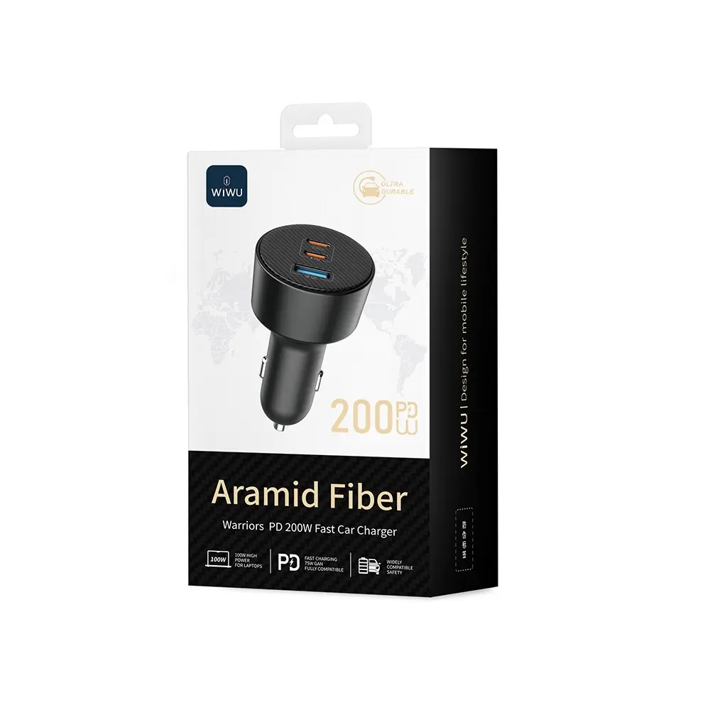 Wiwu Wi-CC026 200W PD ve QC Portlu Aramid Fiber Araç Şarj Cihazı