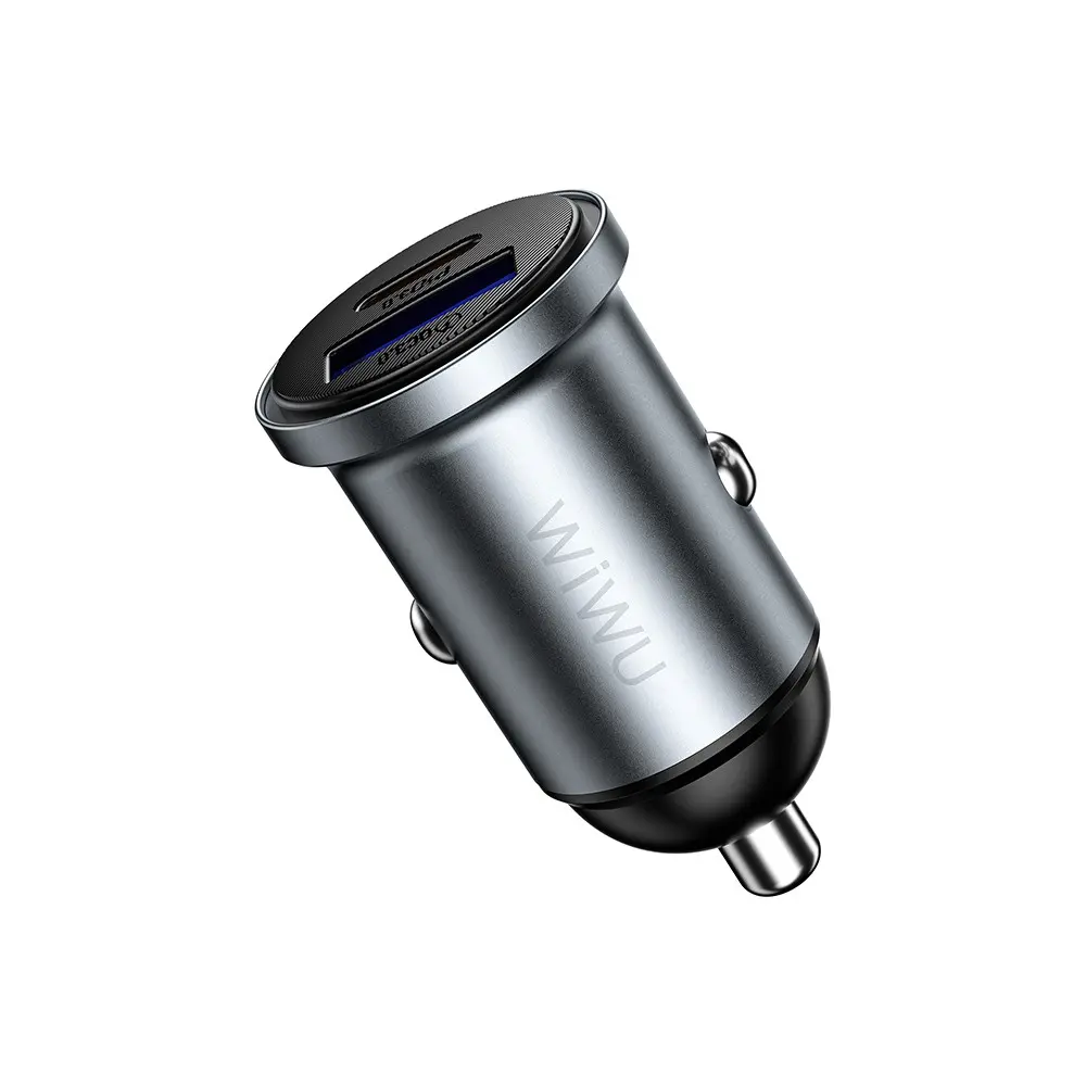 Wiwu Wi-CC030 Nano Lite Type-C + USB-A Araç Şarj Aleti, 35W PD ve QC3.0