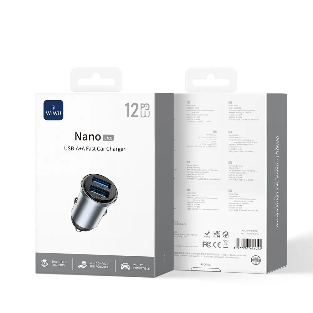 Wiwu Wi-CC031 Nano Lite Çift USB-A Araç Şarj Aleti, 12W