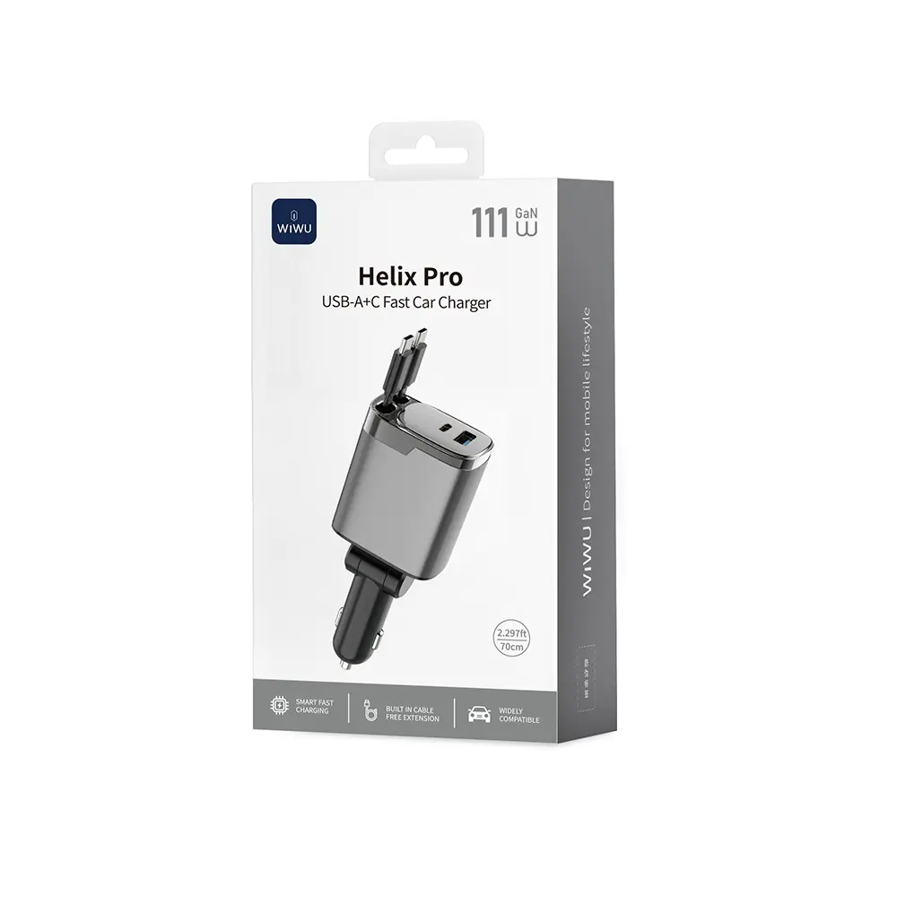 Wiwu Wi-CC034 111W GaN Araç Şarj Aleti, Type-C ve USB-A Çıkışlı