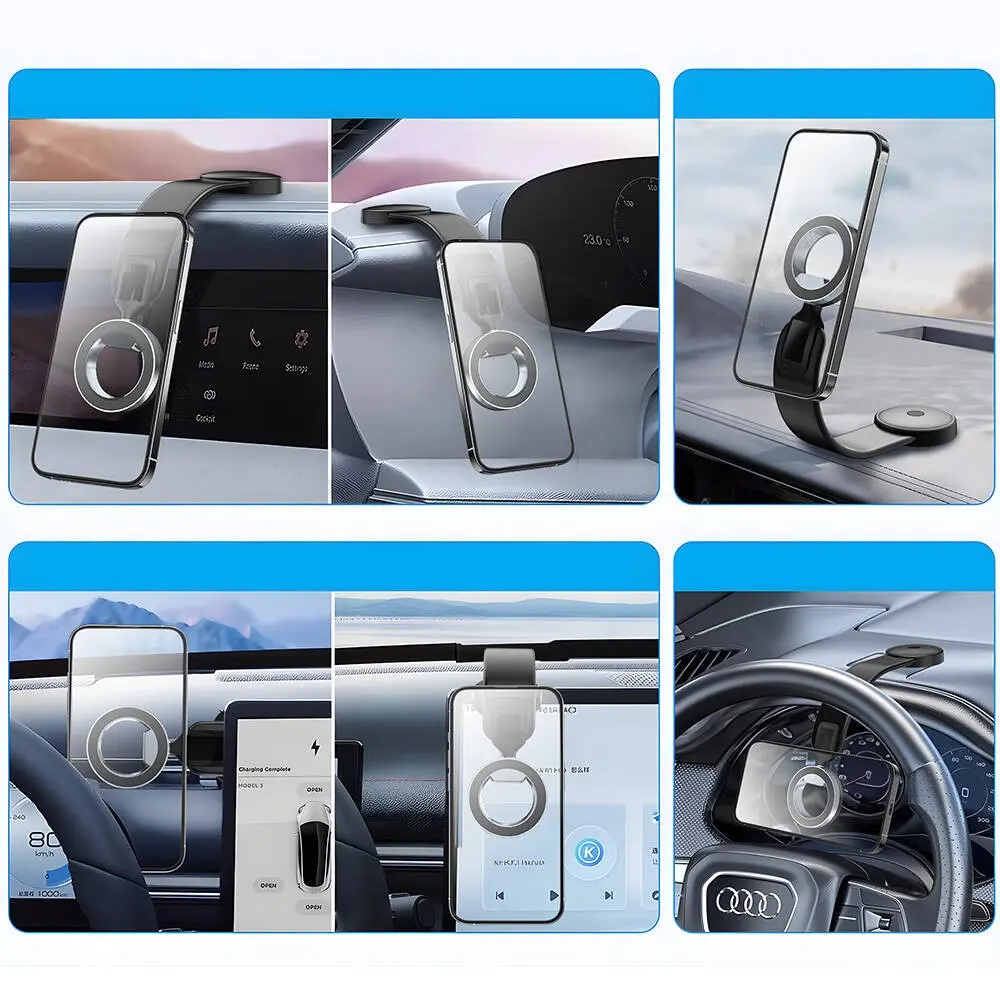Wiwu Wi-CH053 Mago Serisi Magnetik M-safe Uyumlu Bükülebilen Eğimi ve Düz Zemin Araç Telefon Tutacağı