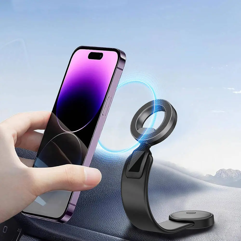 Wiwu Wi-CH053 Mago Serisi Magnetik M-safe Uyumlu Bükülebilen Eğimi ve Düz Zemin Araç Telefon Tutacağı