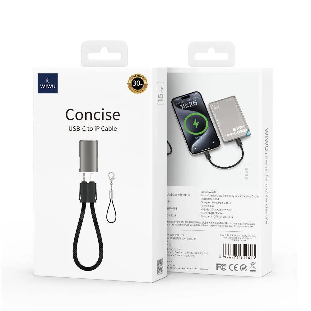 Wiwu Wi-C040 Concise Type-C to Lightning Şarj ve Data Kablosu 30W 15 cm