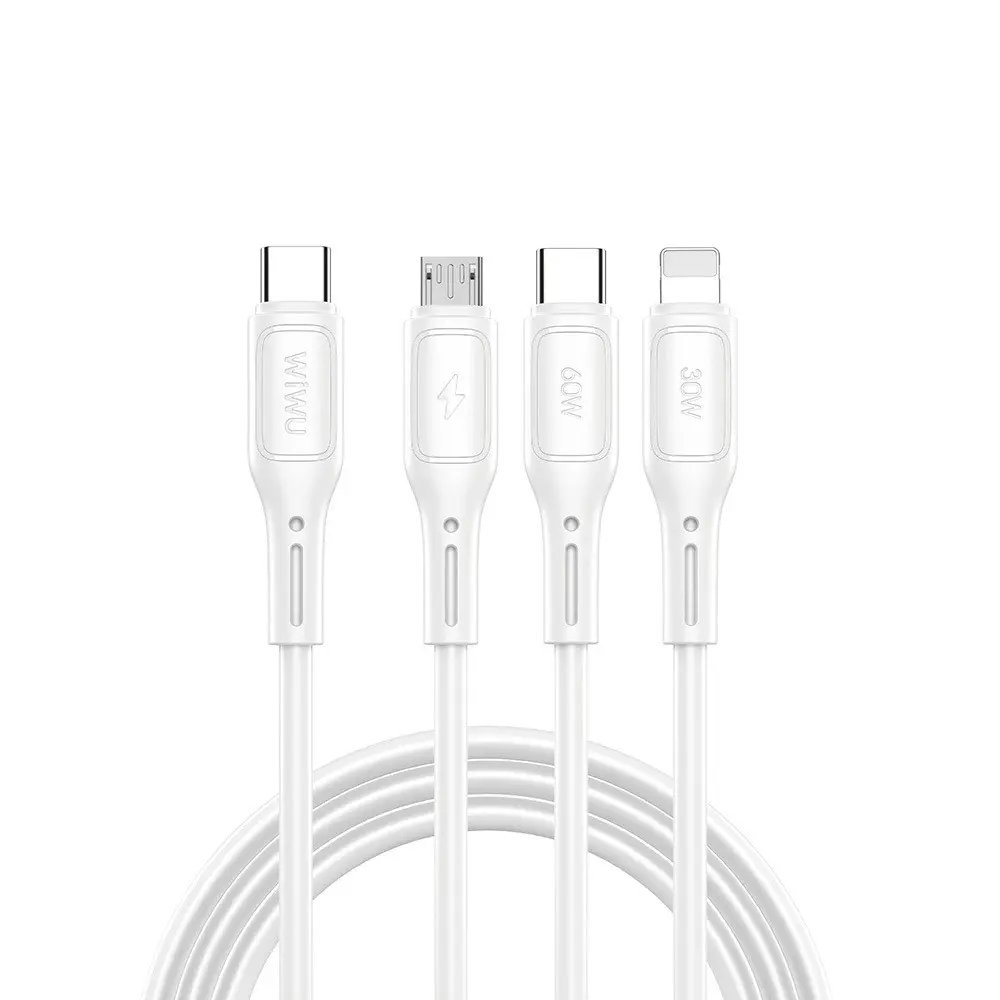 Wiwu Wi-C046E Starlink 3'ü 1 Arada USB-C Şarj ve Data Kablosu, 60W 1.2 m