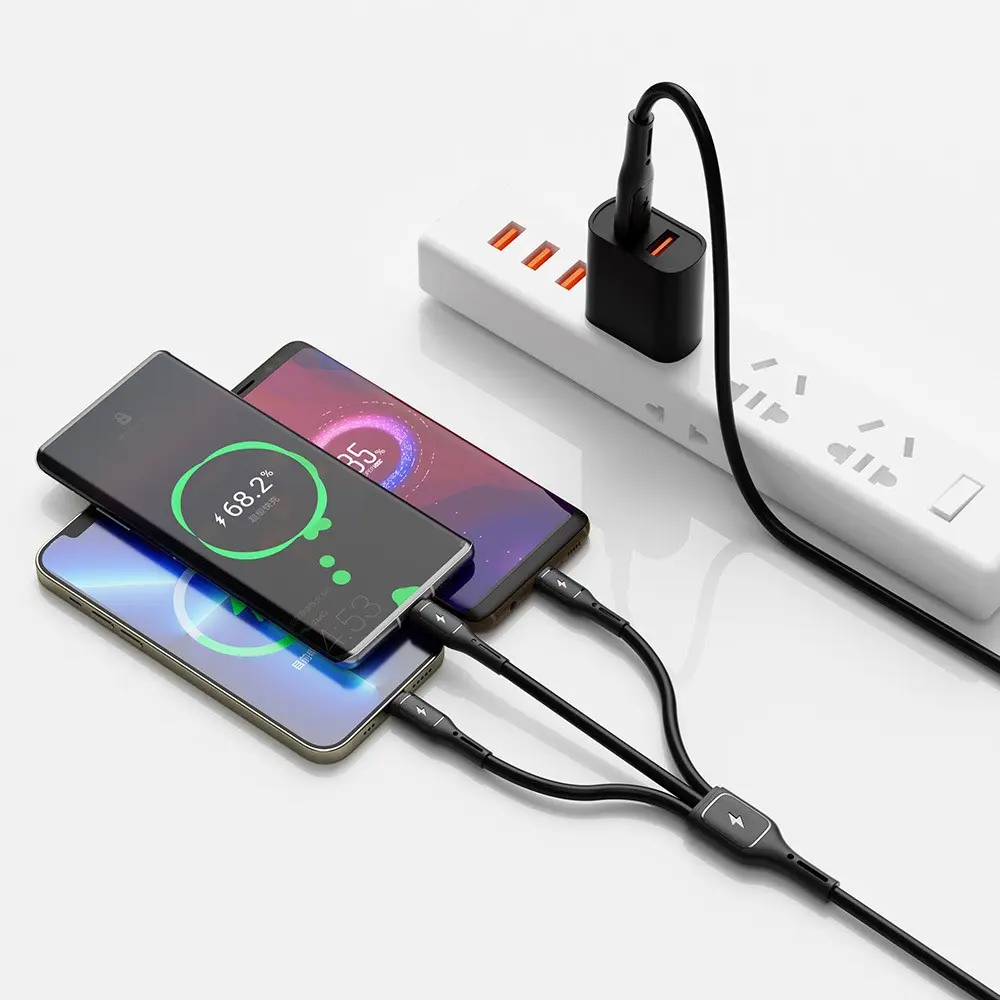Wiwu Wi-C046E Starlink 3'ü 1 Arada USB-C Şarj ve Data Kablosu, 60W 1.2 m