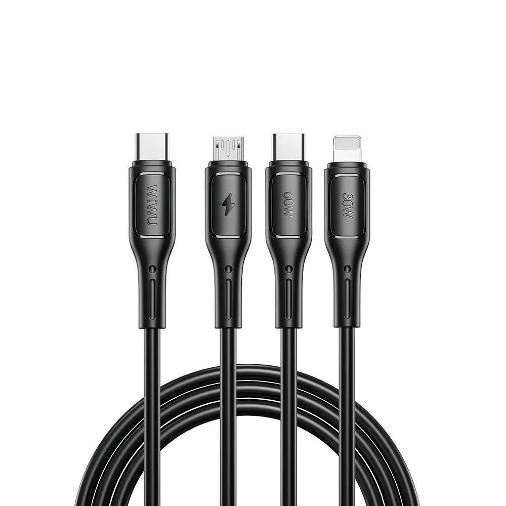 Wiwu Wi-C046E Starlink 3'ü 1 Arada USB-C Şarj ve Data Kablosu, 60W 1.2 m