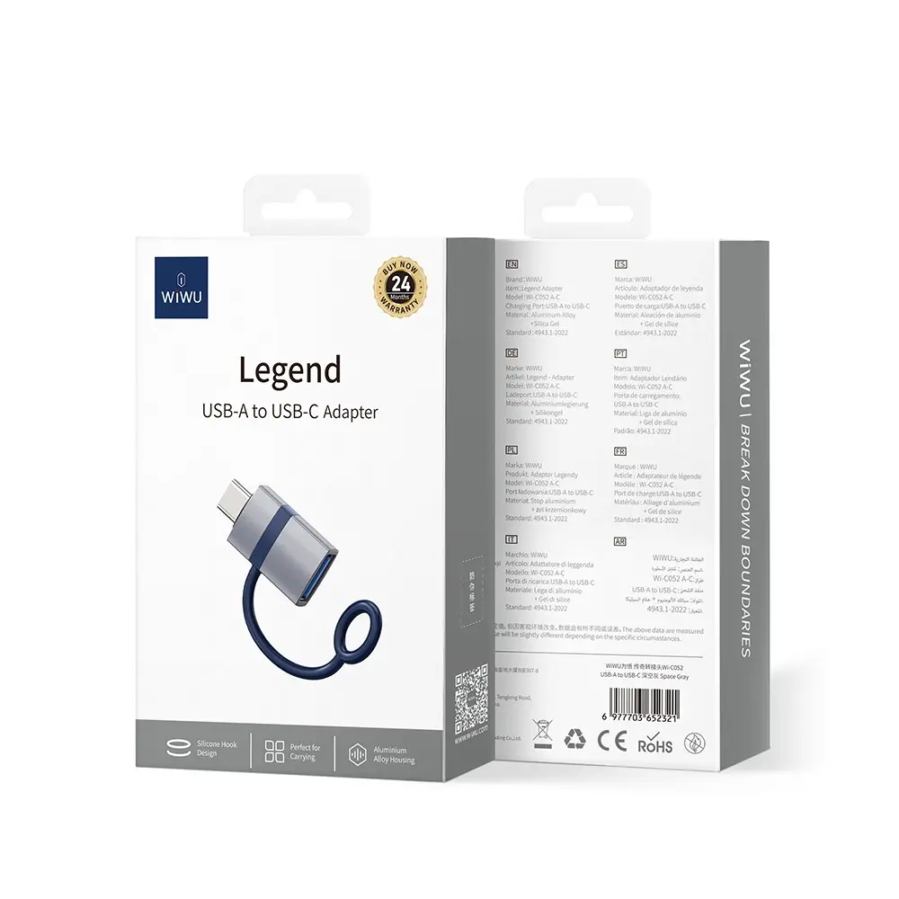 Wiwu Wi-C052 USB-A to Type-C OTG Çevirici Adaptör, Alüminyum Gövdeli