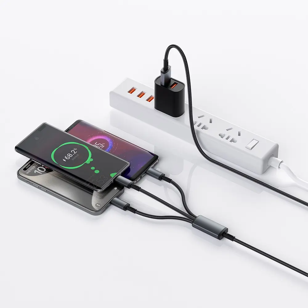 Wiwu Wi-C060 Titanlink 3'ü 1 Arada Type-C Şarj ve Data Kablosu, 60W PD, 1.2 m