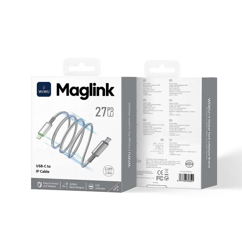 Wiwu Wi-C083 Maglink Type-C to Lightning Şarj Kablosu, 27W PD