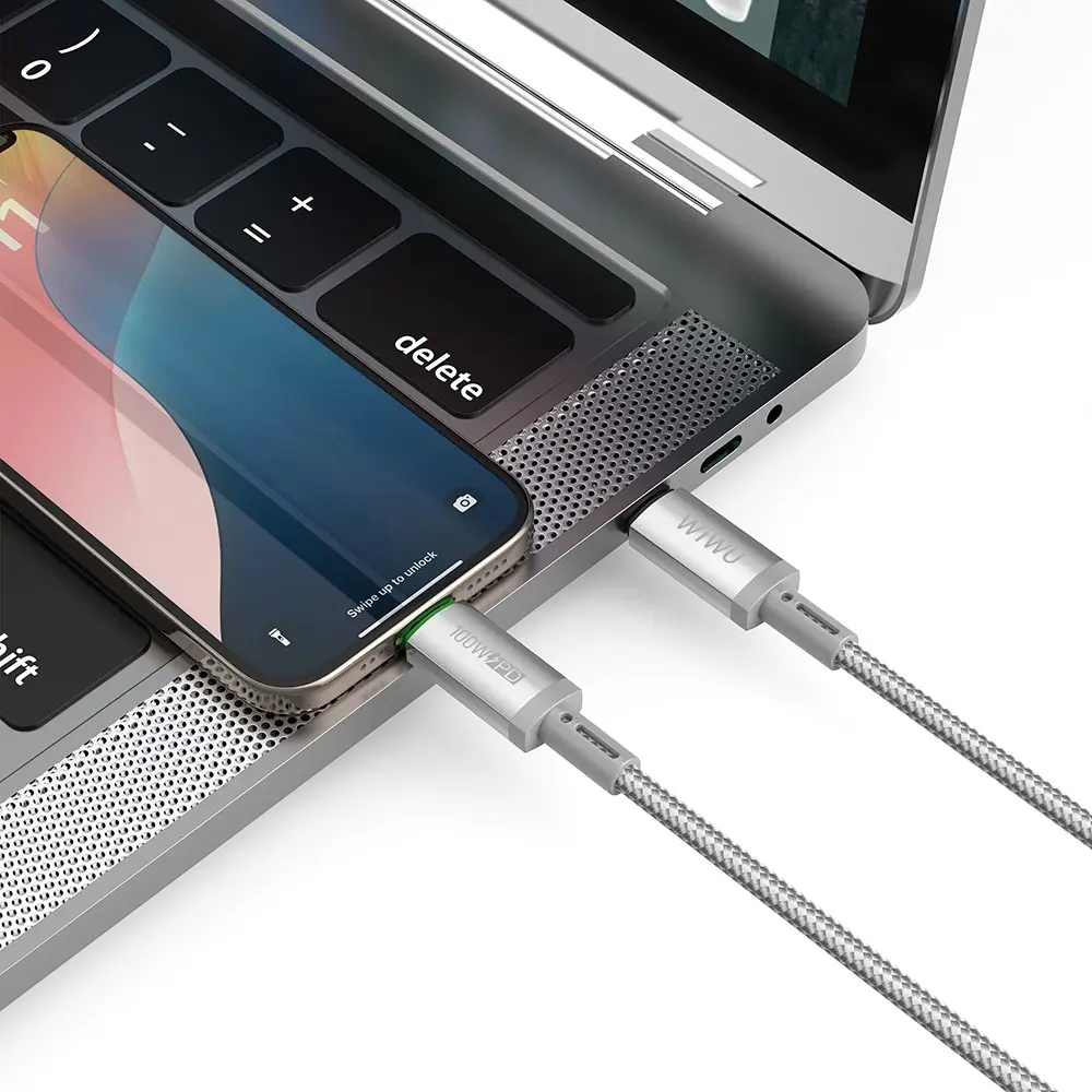 Wiwu Wi-C084 Maglink USB-C to USB-C Şarj ve Data Kablosu, 100W PD, 1M