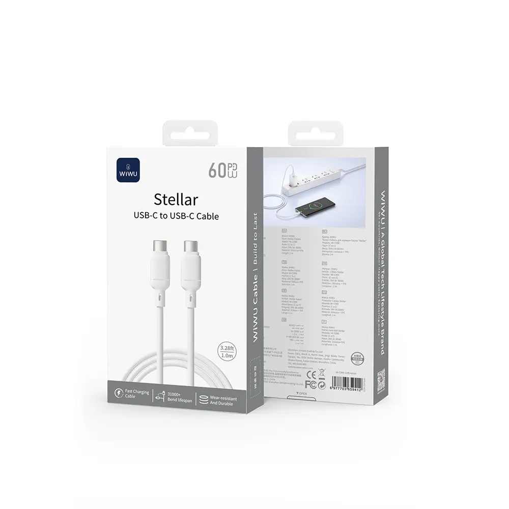 Wiwu Wi-C090 Stellar Type-C to Type-C 60W PD Şarj ve Data Kablosu, 1 m