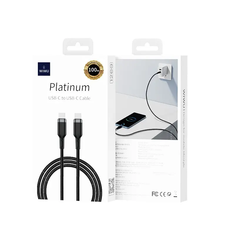 Wiwu Wi-C013 Platinum Type-C to Type-C Şarj ve Data Kablosu, 60W 2 m