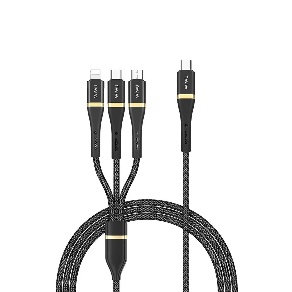 Wiwu Wi-C024 Elite 3'ü 1 Arada 100W Şarj Kablosu, 1.2 m