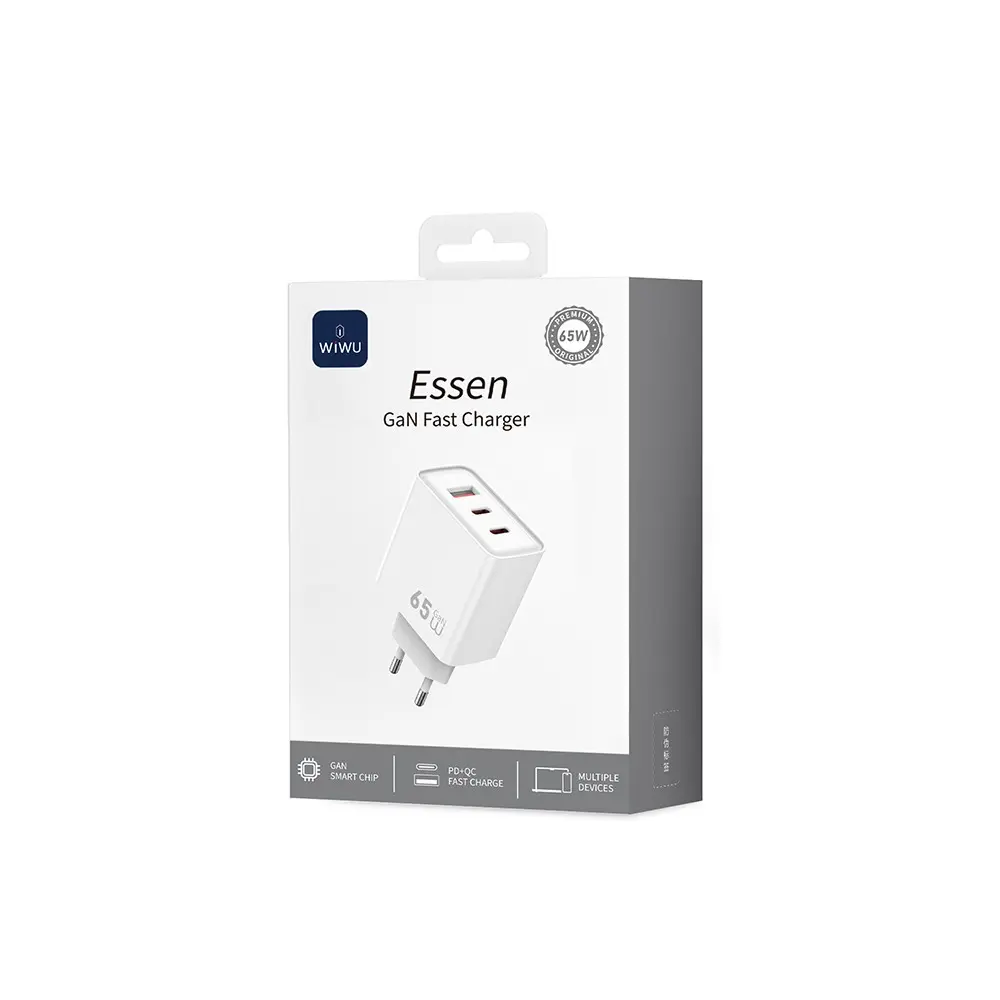 Wiwu Wi-G005 Essen GaN 65W 3 Portlu PD Hızlı Şarj Adaptörü