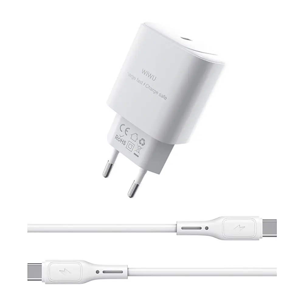 Wiwu Wi-G008 Essen GaN 30W PD Şarj Adaptörü ve Type-C Kablo Seti