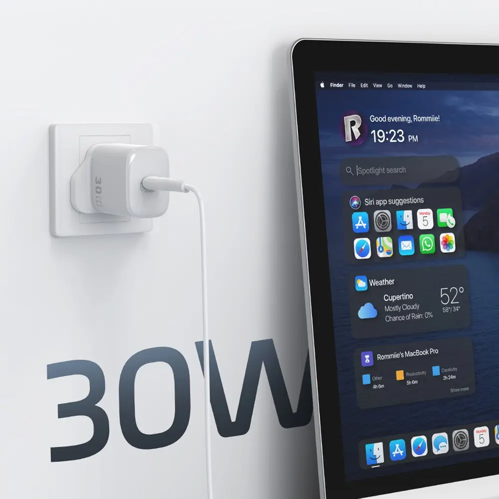 Wiwu Wi-G008 Essen GaN 30W PD Şarj Adaptörü ve Type-C Kablo Seti