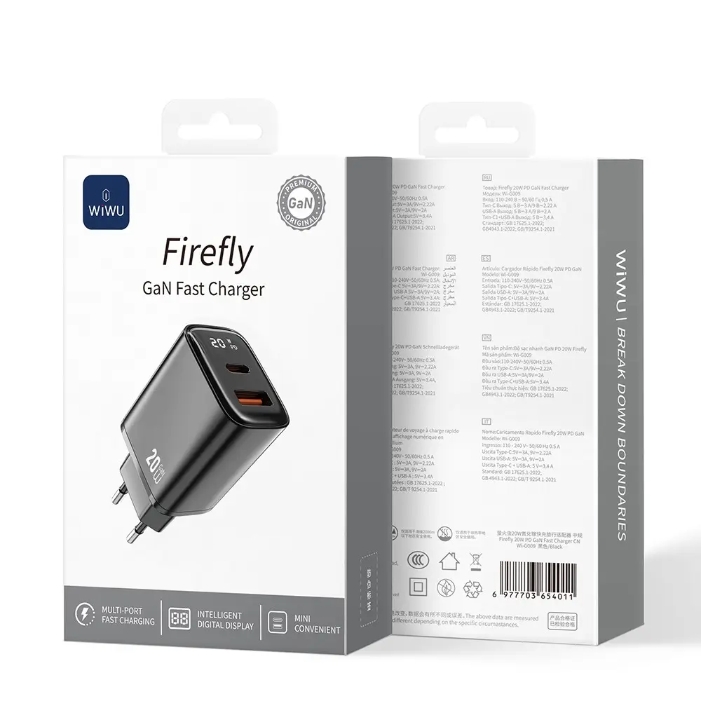 Wiwu Wi-G009 Firefly GaN Tech 20W Çift Portlu PD Şarj Adaptörü