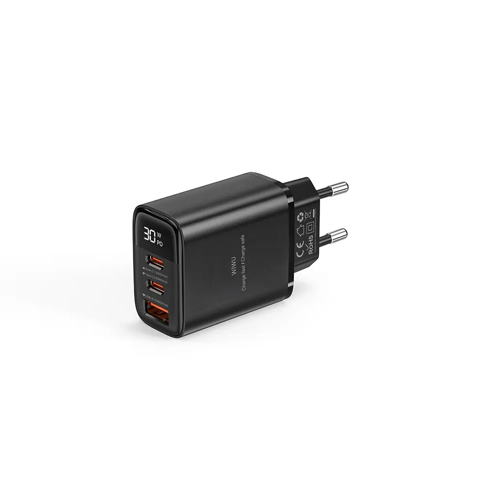 Wiwu Wi-G010 Firefly Serisi GaN Tech PD 30W Şarj Adaptörü, 3 Portlu
