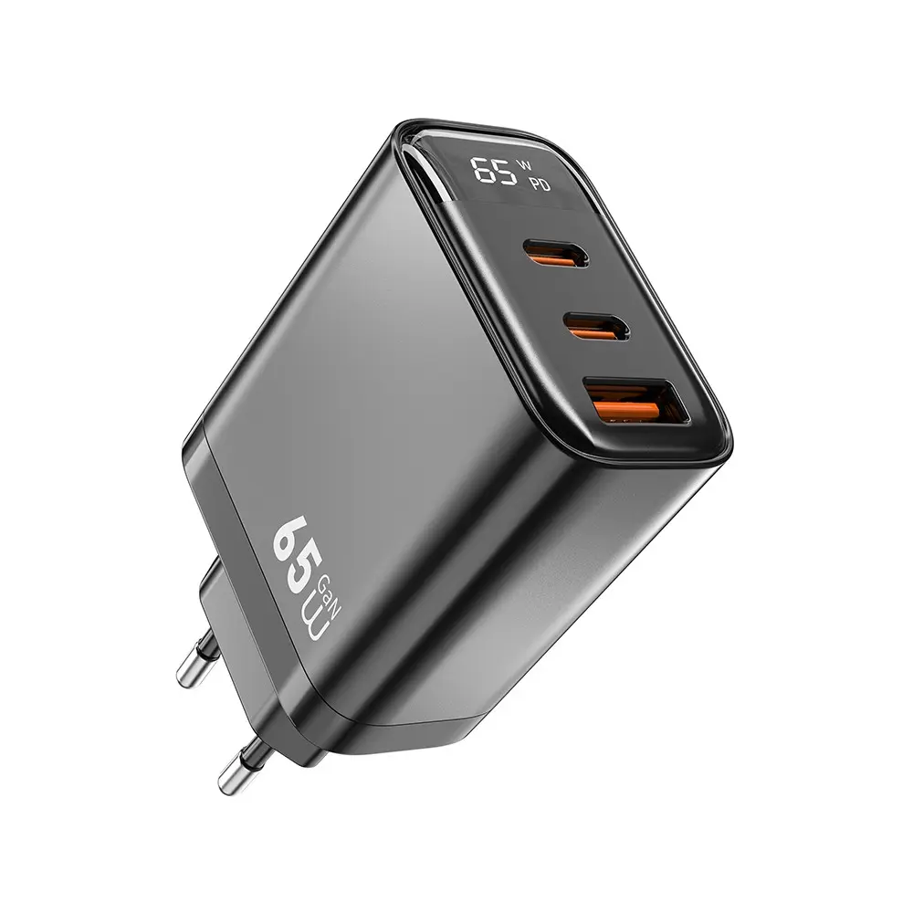 Wiwu Wi-G012 Firefly GaN 65W Hızlı Şarj Adaptörü, Çift Type-C ve USB-A