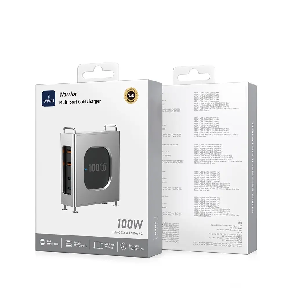 Wiwu Wi-G013 Warrior GaN Tech 100W Şarj Adaptörü, 4 Portlu