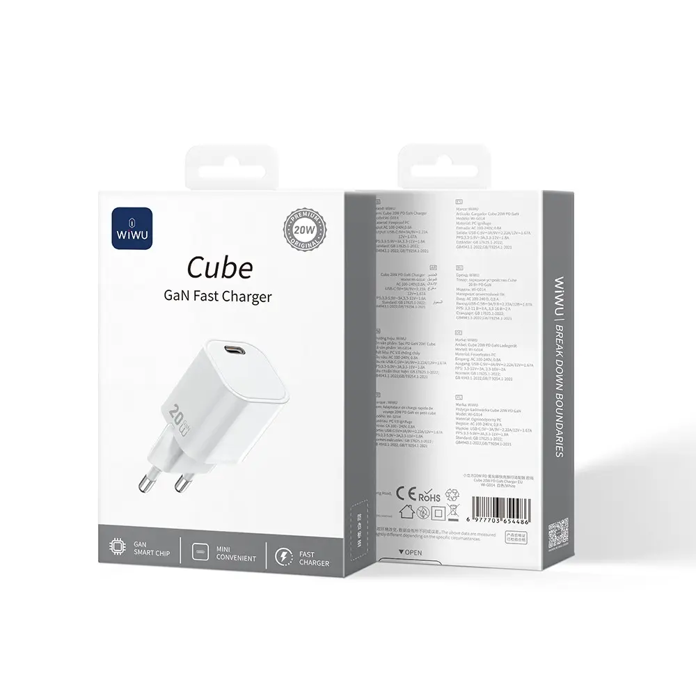 Wiwu Wi-G014 Cube GaN 20W USB-C PD Mini Şarj Adaptörü