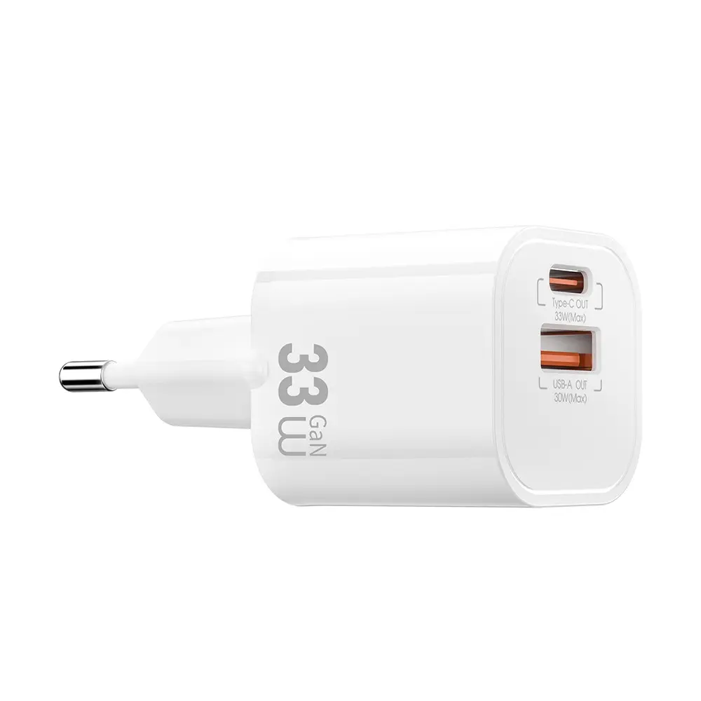 Wiwu Wi-G017 Cube 33W GaN Şarj Adaptörü, Type-C PD ve USB-A Çift Çıkış