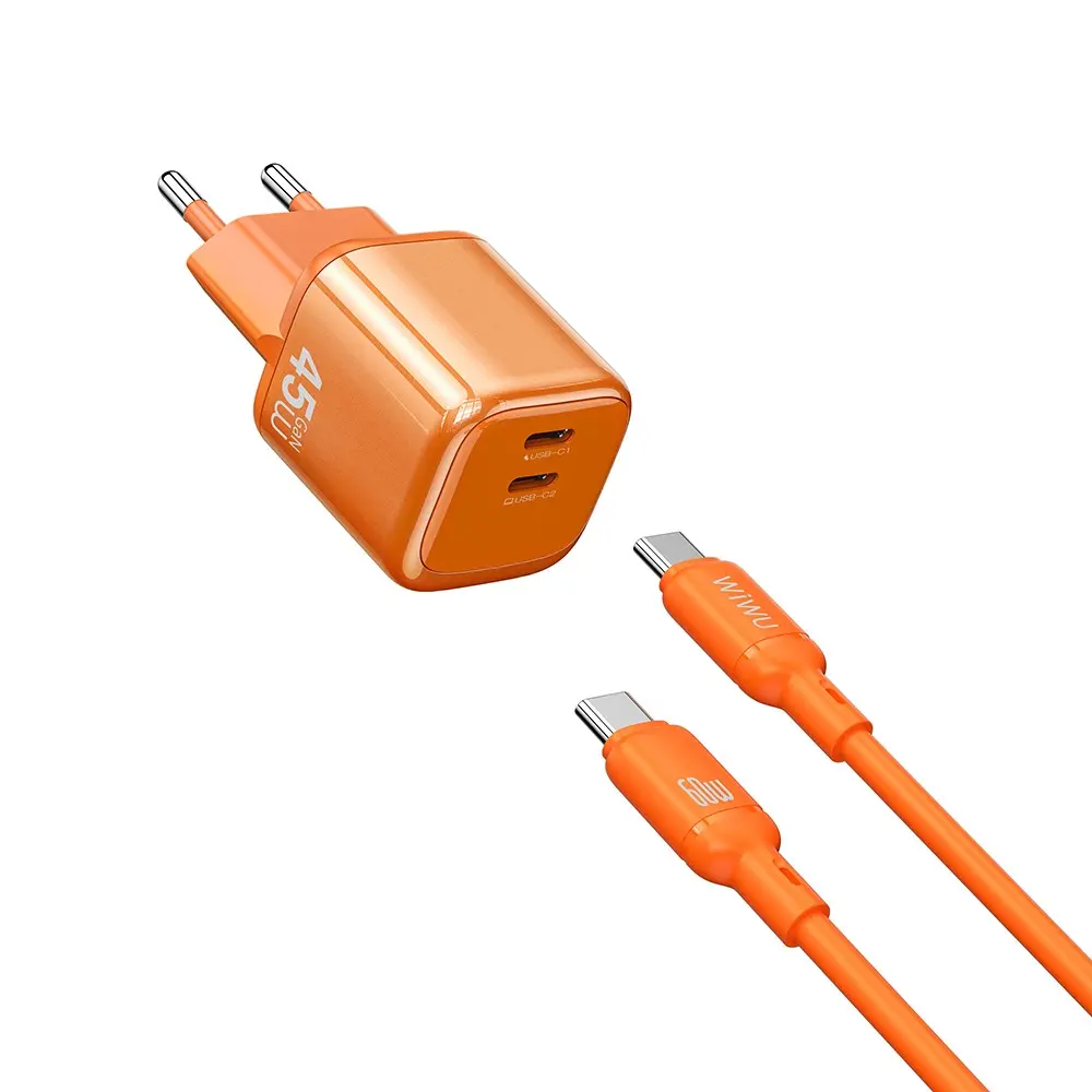 Wiwu Wi-G025 Cube Serisi 45W GaN Type-C Şarj Seti, 1.5 m Kablo Dahil