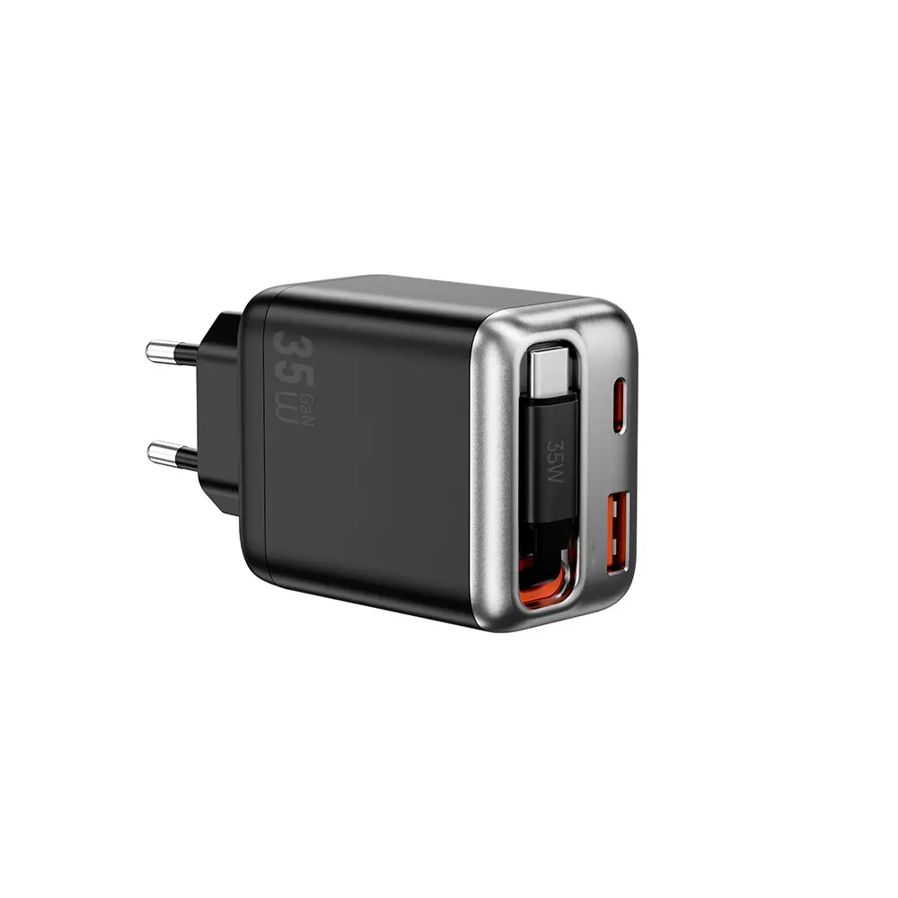 Wiwu Wi-G029 Helix GaN 35W PD Hızlı Şarj Adaptörü, 70 cm Type-C Kablolu