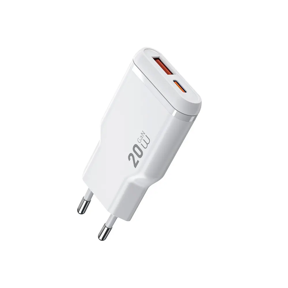 Wiwu Wi-G032 Essen Slim 20W GaN PD Şarj Adaptörü, USB-C ve USB-A Çıkışlı