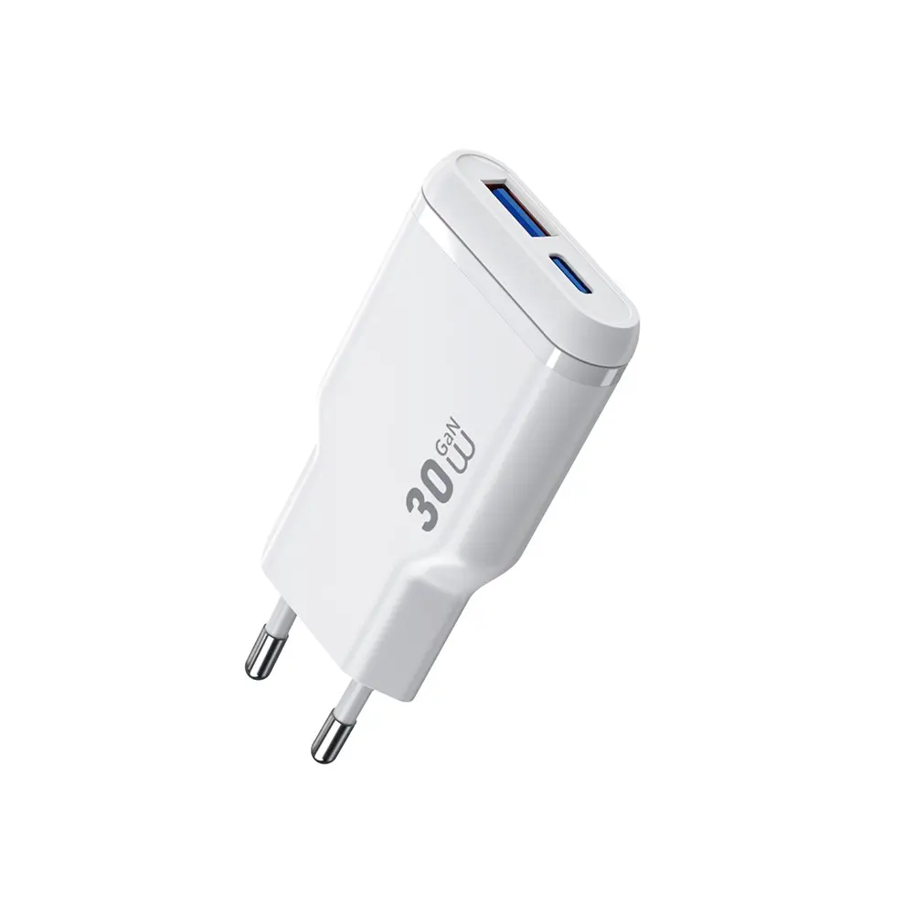 Wiwu Wi-G033 Essen Slim 30W GaN PD Şarj Adaptörü, USB-C ve USB-A Çıkışlı
