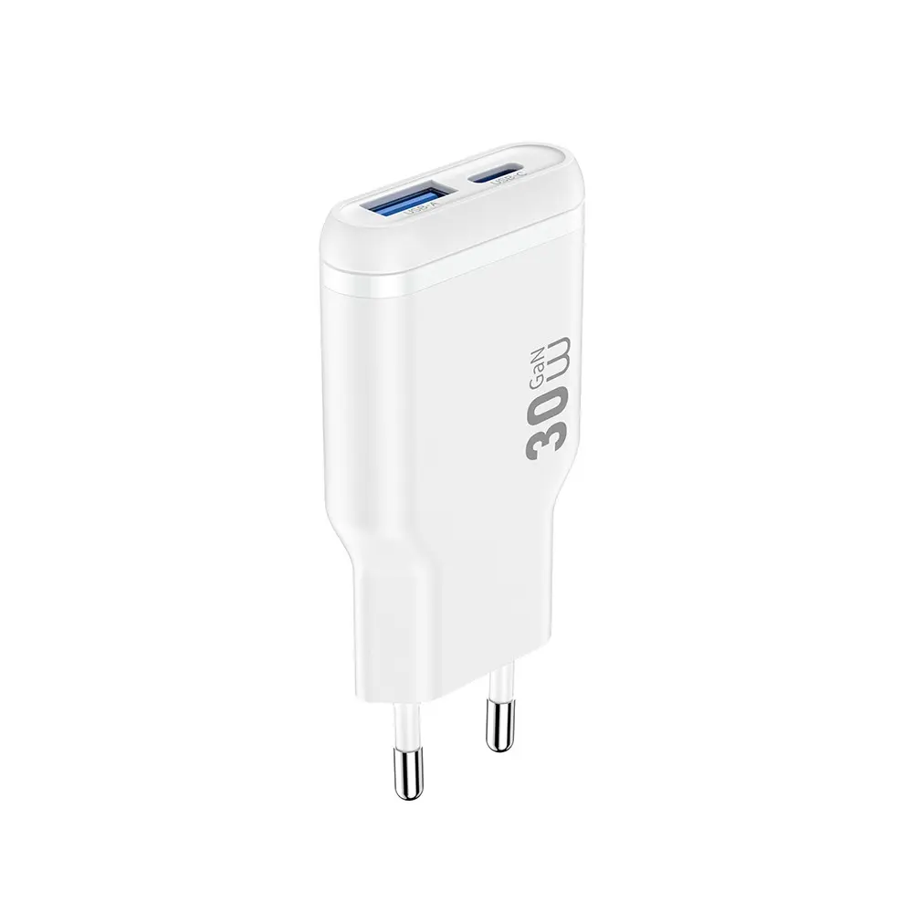 Wiwu Wi-G033 Essen Slim 30W GaN PD Şarj Adaptörü, USB-C ve USB-A Çıkışlı