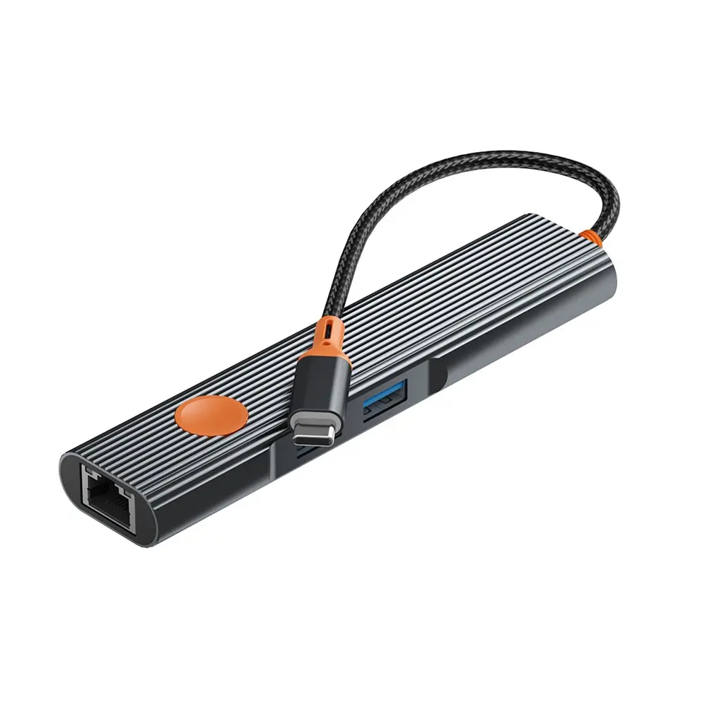 Wiwu Wi-HB005 Travel 5'i 1 Arada Type-C Hub, 4K HDMI, RJ45 ve 100W PD