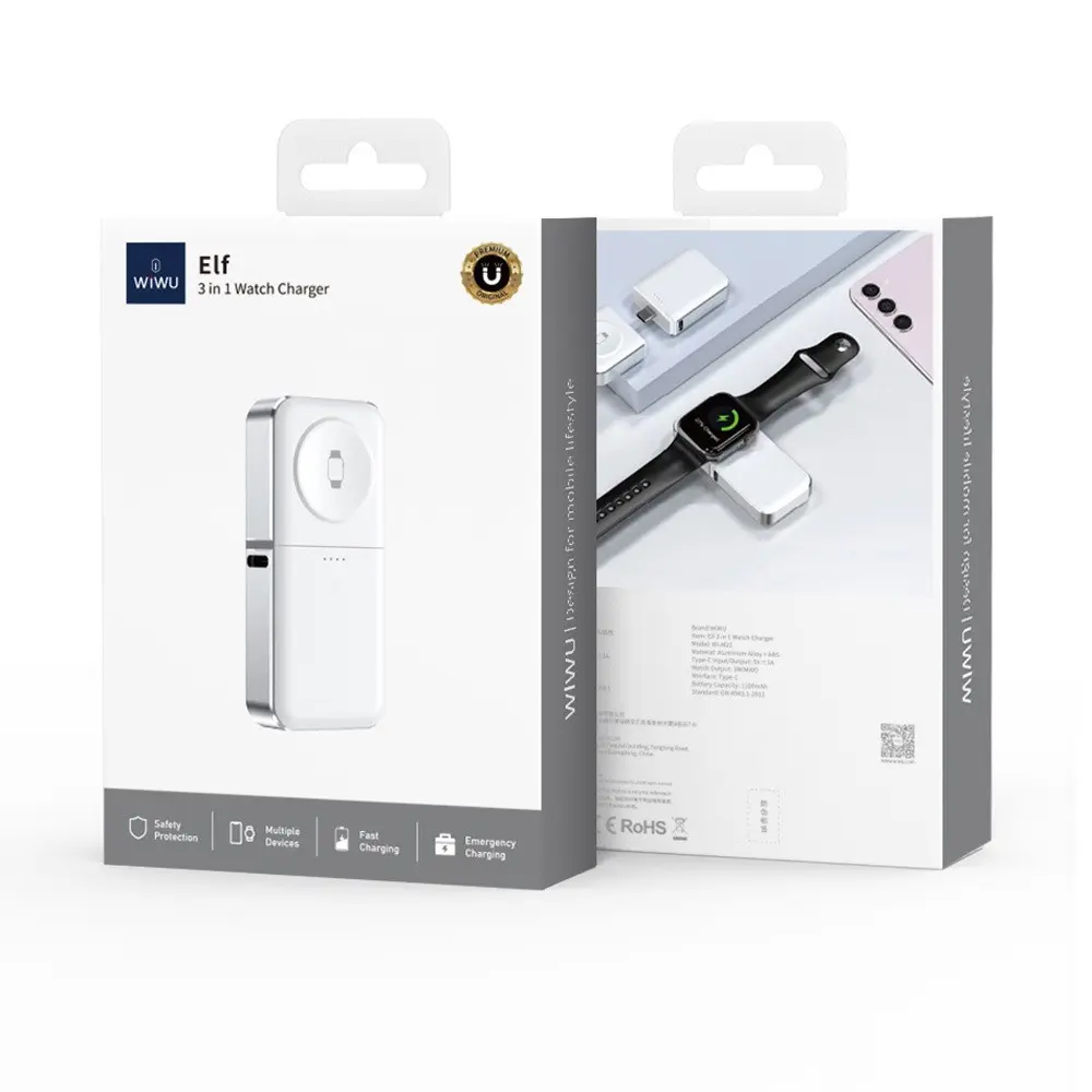 Wiwu Wi-M21 Elf Serisi 3'ü 1 Arada Mini Kablosuz Powerbank, 1100 mAh