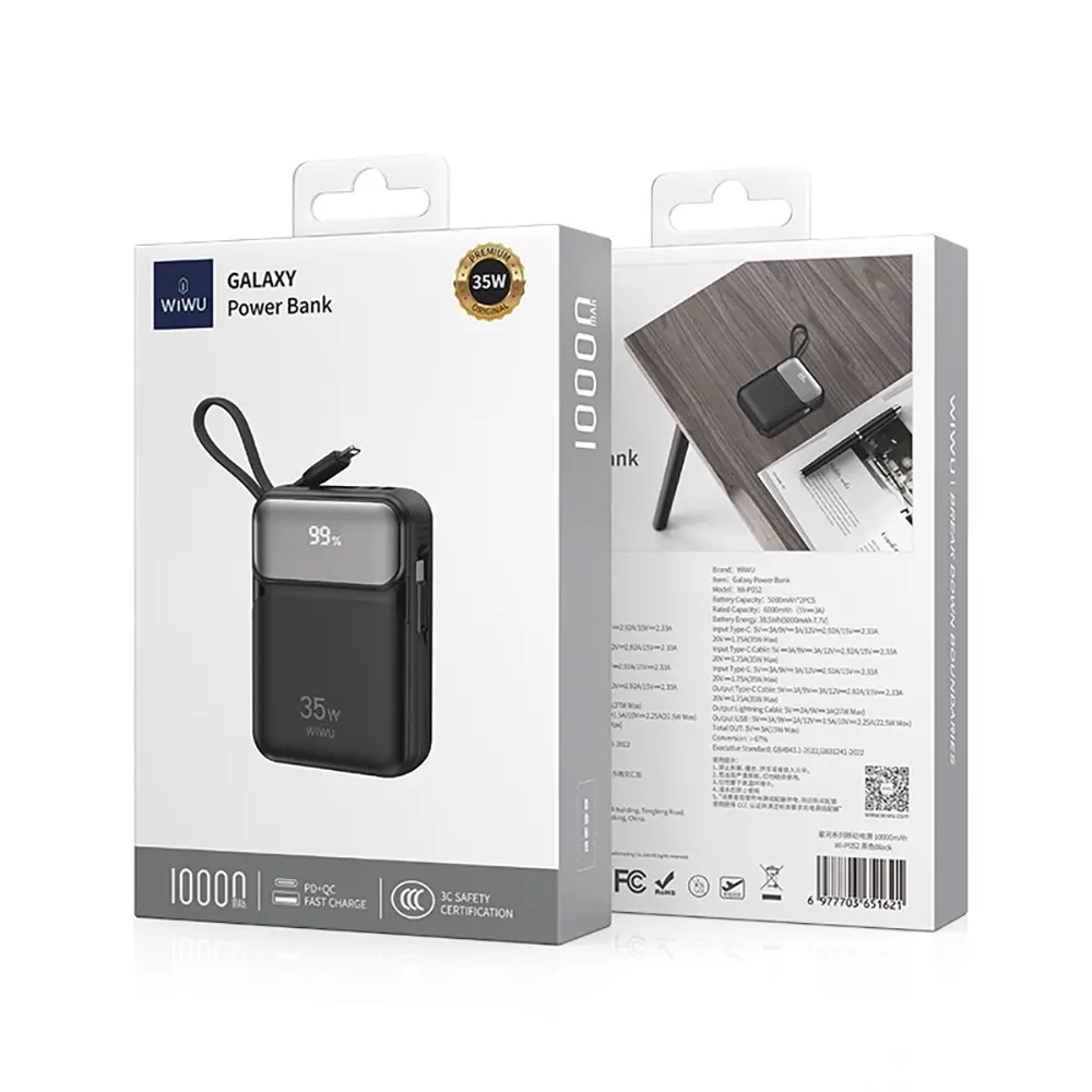 Wiwu Wi-P052 Galaxy Serisi Type-C Lightning Çıkışlı Taşınabilir Powerbank PD 35W 10000mAh