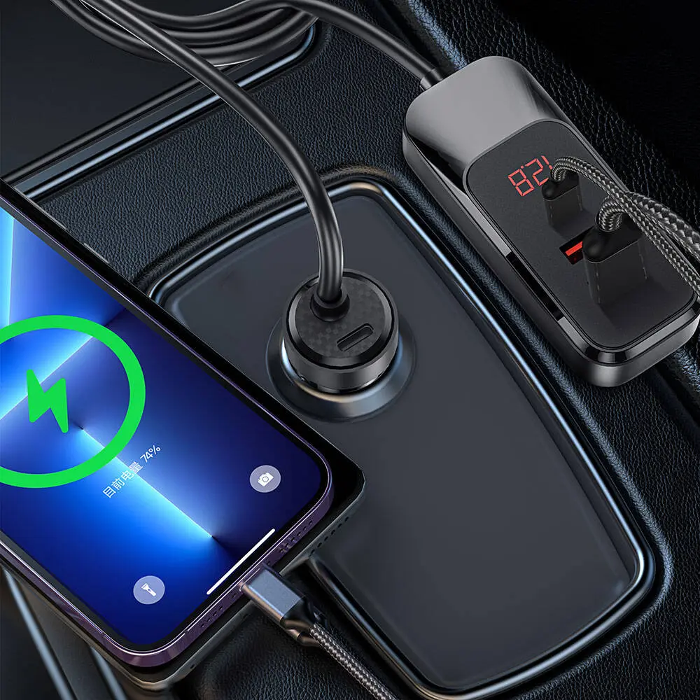 Wiwu Wi-QC015 Extend 120W 4 Portlu Araç Şarj Aleti, Çift Type-C ve Çift USB-A