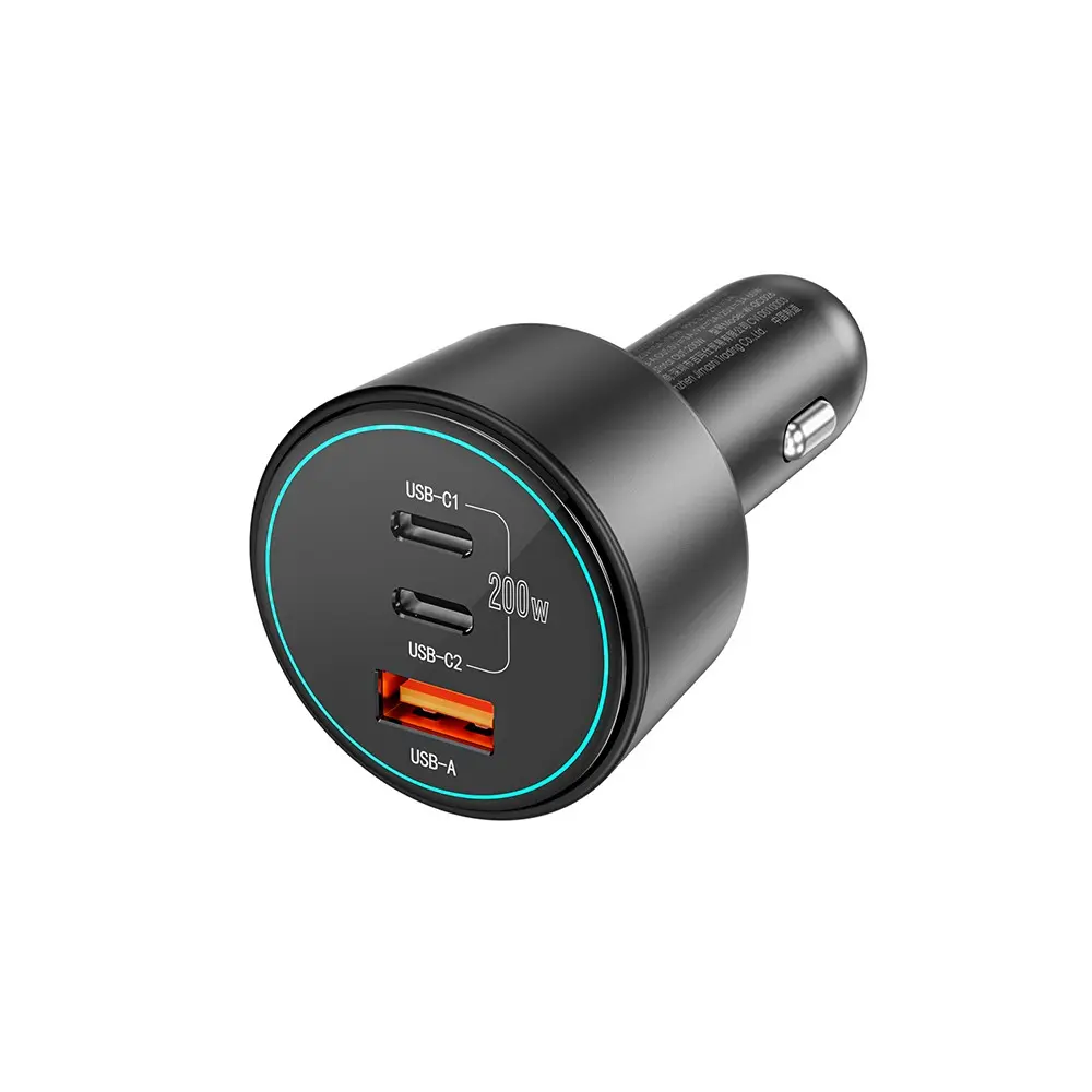 Wiwu Wi-QC026 200W Araç Şarj Aleti, Çift USB-C + USB-A Portlu